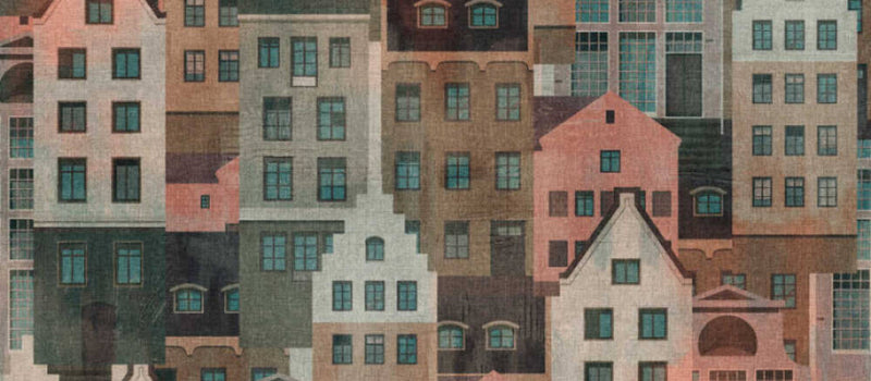 media image for Björn Metropolitan Wall Mural in Beige/Grey/Pink 298