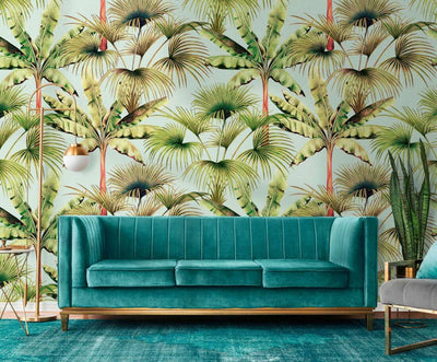 product image for Zoe Tropical Wall Mural in Blue/Green 61