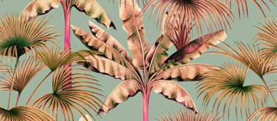 product image for Zoe Tropical Wall Mural in Brown/Green/Pink 52