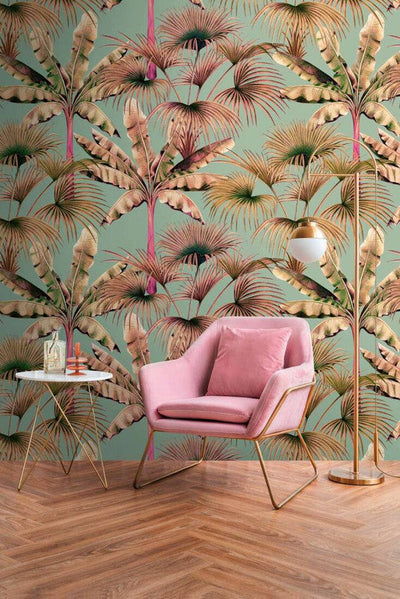 product image for Zoe Tropical Wall Mural in Brown/Green/Pink 9