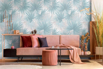 product image for Zoe Botanical Wall Mural in Turquoise/Beige 75