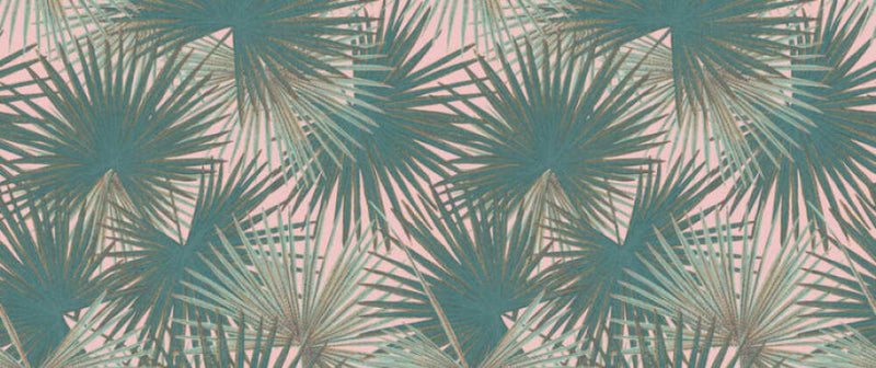 media image for Zoe Botanical Wall Mural in Green/Pink 286