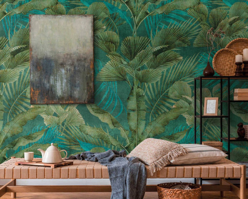 media image for Lea Jungle Wall Mural in Blue/Green 295