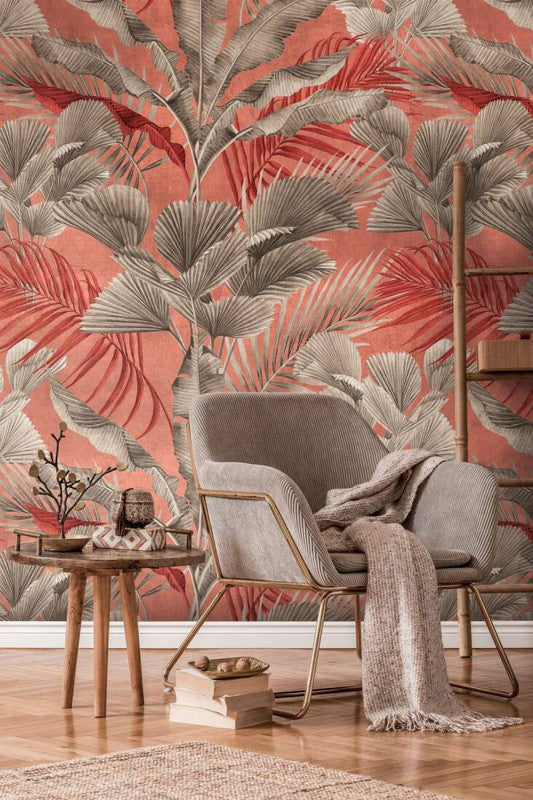 media image for Lea Jungle Wall Mural in Pink/Neutrals 267