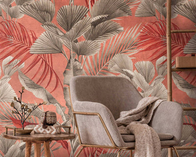 product image for Lea Jungle Wall Mural in Pink/Neutrals 34