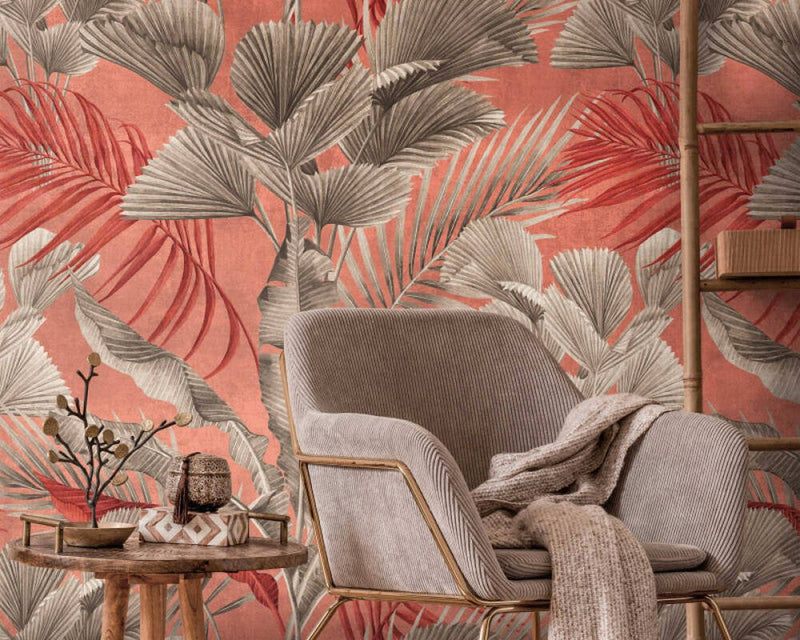 media image for Lea Jungle Wall Mural in Pink/Neutrals 269