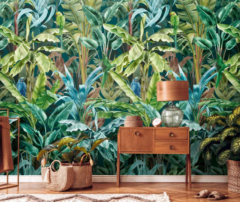 media image for Lea Jungle Wall Mural in Blue/Brown 236