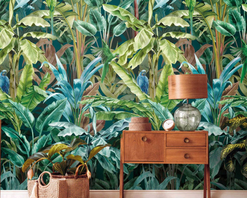 media image for Lea Jungle Wall Mural in Blue/Brown 231