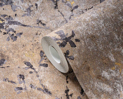 product image for Floral Watercolor Faux-Fabric Wallpaper in Brown/Grey/Gold 41