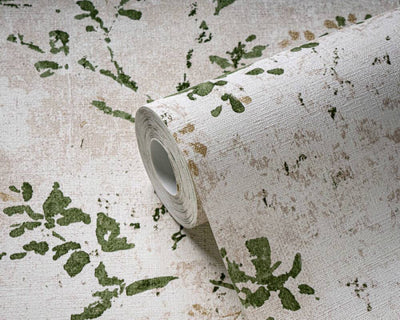 product image for Floral Watercolor Faux-Fabric Wallpaper in Beige/Green/Gold 79