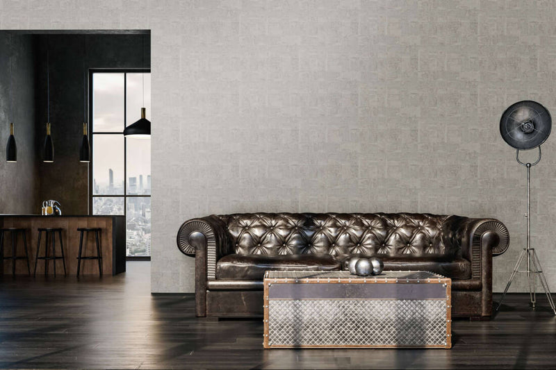 media image for Tile Texture Metallic Effect Wallpaper in Cream/Grey/Silver 264