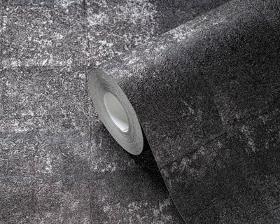 product image for Tile Texture Metallic Effect Wallpaper in Black/Grey/Silver 30