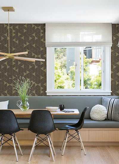 product image for Fairbank Chocolate Linen Geometric Wallpaper by Scott Living 5