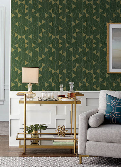 product image for Fairbank Evergreen Linen Geometric Wallpaper by Scott Living 4