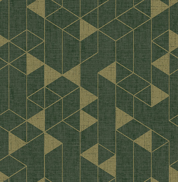 media image for Fairbank Evergreen Linen Geometric Wallpaper by Scott Living 215