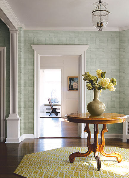 media image for Callaway Green Woven Stripes Wallpaper from Georgia Collection by Brewster 283