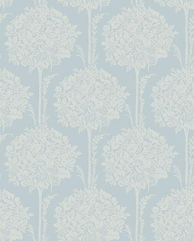 product image of Zaria Light Blue Topiary Wallpaper from Georgia Collection by Brewster 555