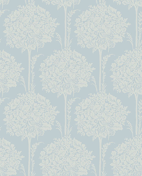 media image for Zaria Light Blue Topiary Wallpaper from Georgia Collection by Brewster 263