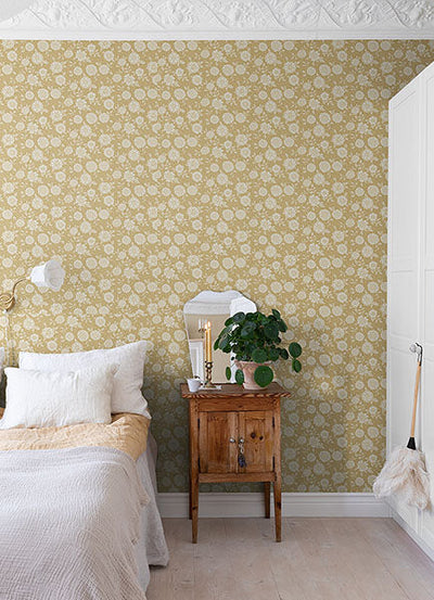 product image for lizette mustard charming floral wallpaper brewster 4080 15910 2 24