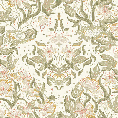 product image of Lisa Olive Floral Damask Wallpaper 591