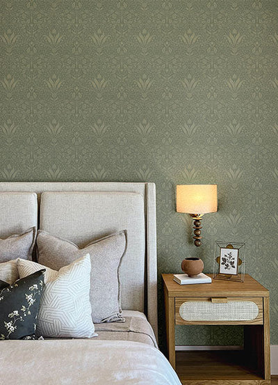 product image for Mara Green Tulip Ogee Wallpaper 4