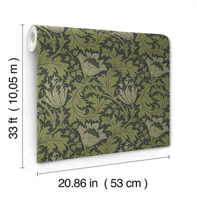 product image for Anemone Dark Green Floral Trail Wallpaper 61