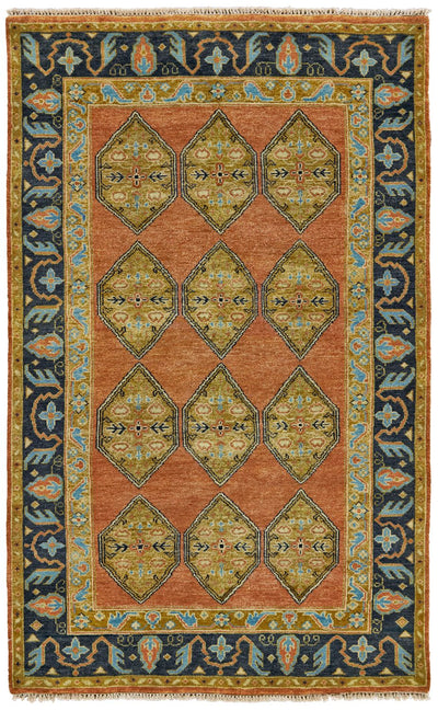 product image of Alden Hand Knotted Rust Gold Rug by BD Fine Flatshot Image 1 581