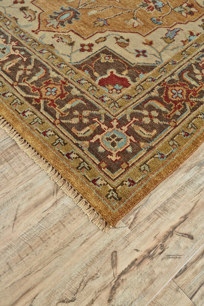 product image for Alden Hand Knotted Gold and Brown Rug by BD Fine Corner Image 1 67