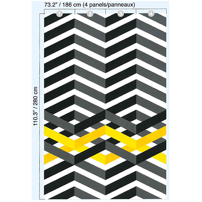 media image for Geo Chevron Wall Mural in Black/Grey 22