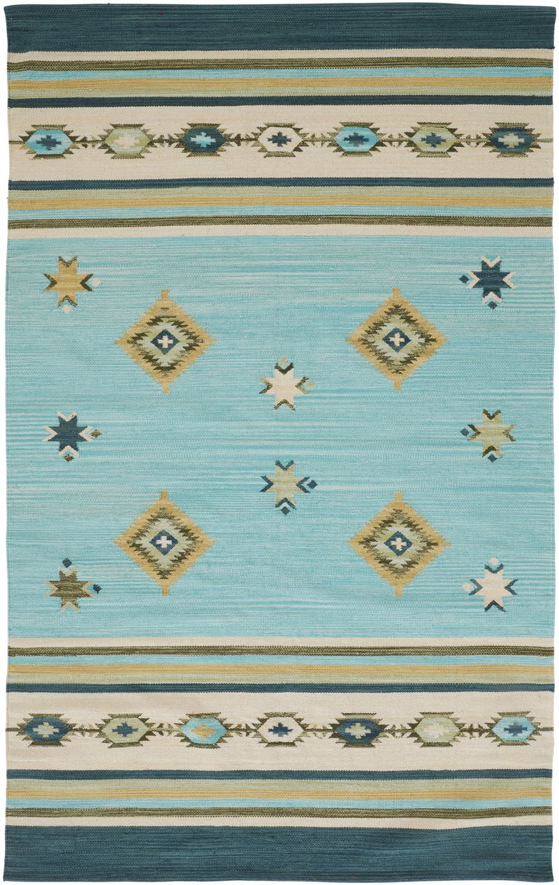 media image for Amara Flatweave Blue and Yellow Rug by BD Fine Flatshot Image 1 265