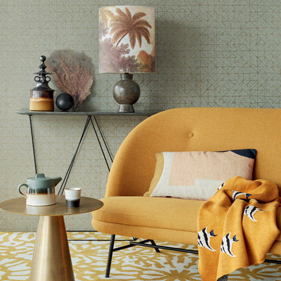 product image for Geo Abstract Textural Wallpaper in Gold/Sage 97