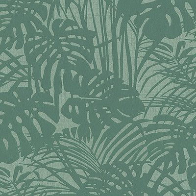 product image of Sample Abstract Palm Leaf Textured Wallpaper in Teal/Green 518
