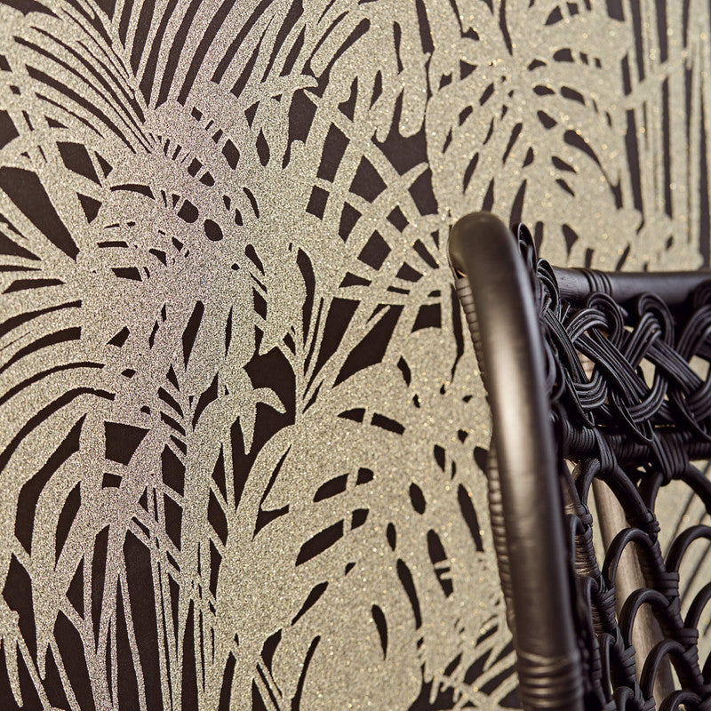 media image for Abstract Palm Leaf Textured Wallpaper in Grey/Black 238