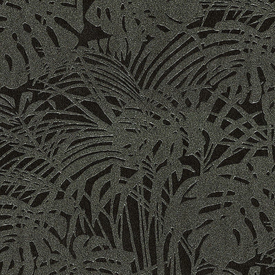 product image for Abstract Palm Leaf Textured Wallpaper in Grey/Black 2