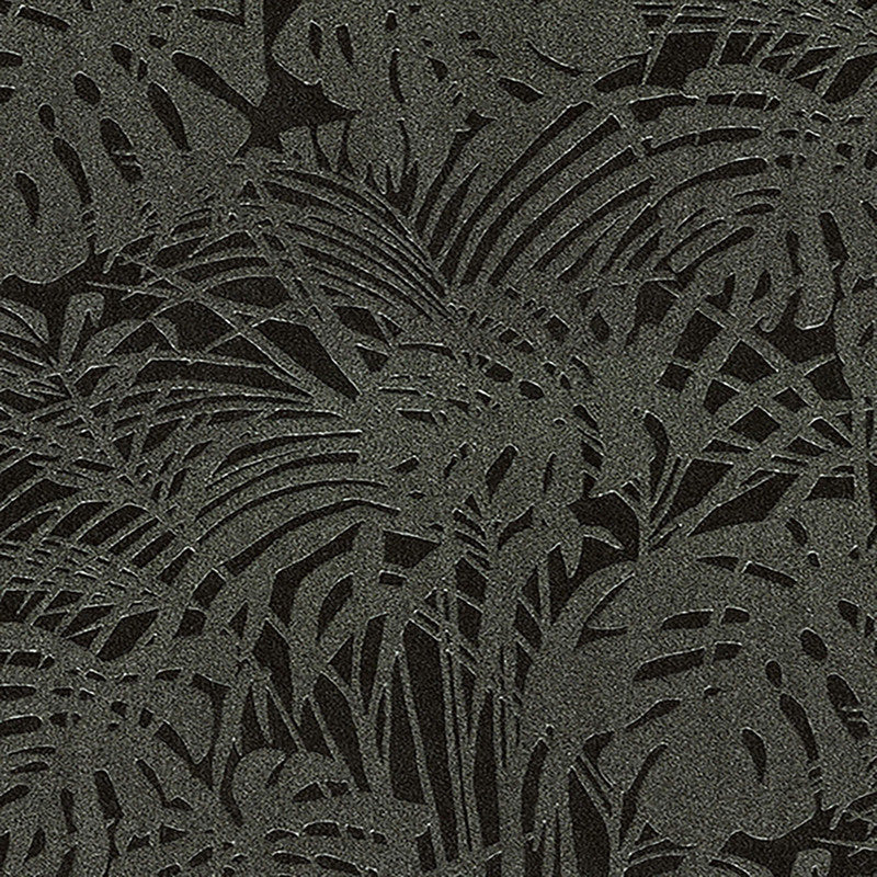 media image for Abstract Palm Leaf Textured Wallpaper in Grey/Black 244