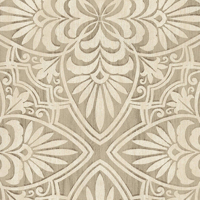 product image of Floral Wood Carving Wallpaper in Brown/Cream 551