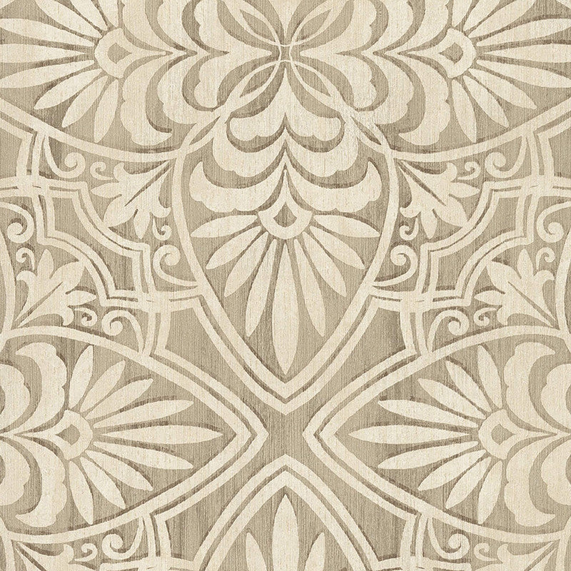 media image for Floral Wood Carving Wallpaper in Brown/Cream 260