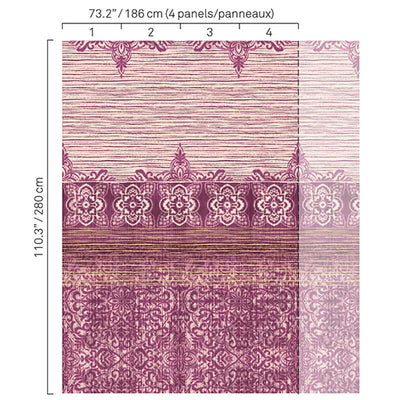product image of Sample Ikat Bordered Wallpaper in Purple 553