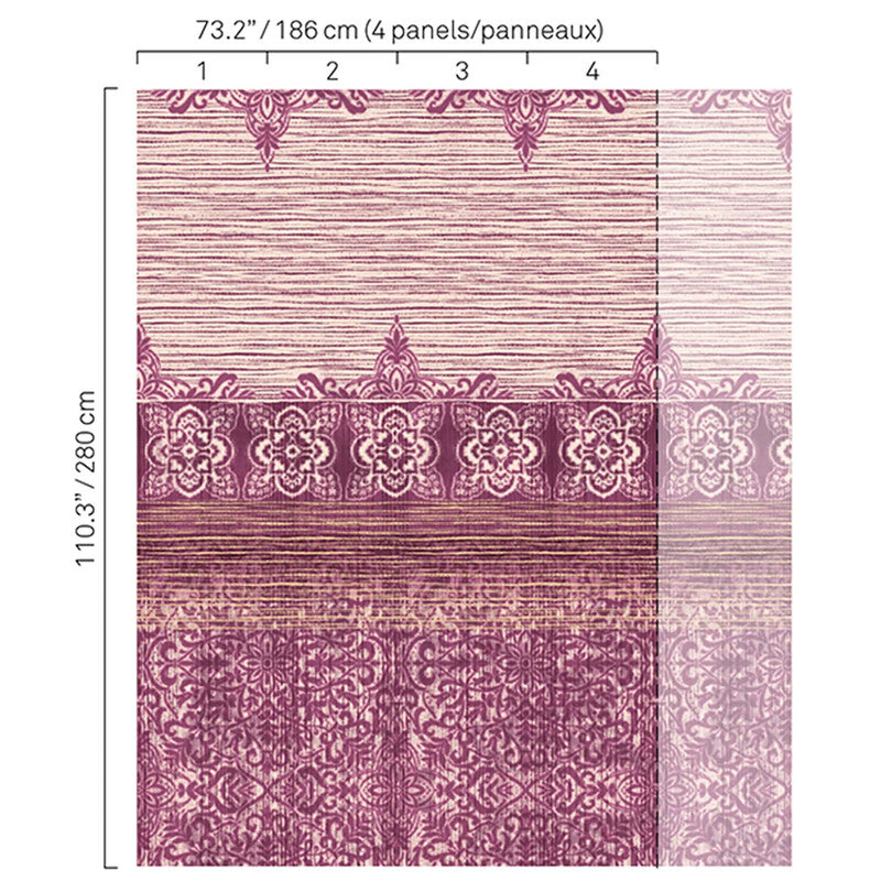 media image for Sample Ikat Bordered Wallpaper in Purple 252