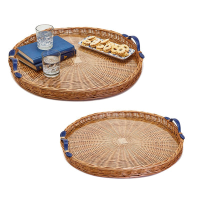 product image for round hand crafted wicker trays set of 2 2 36