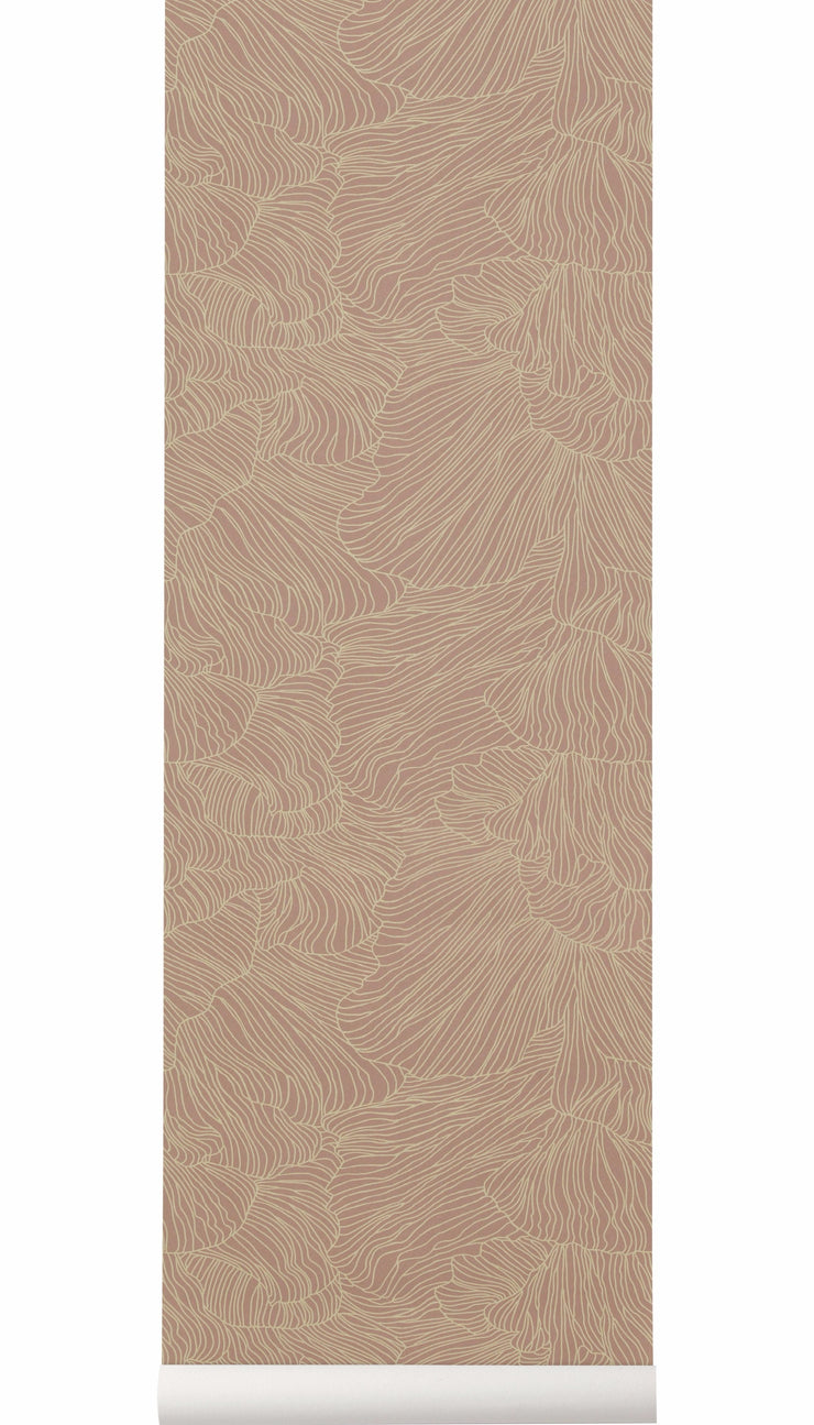 Coral Wallpaper in Dusty Rose & Beige by Ferm Living