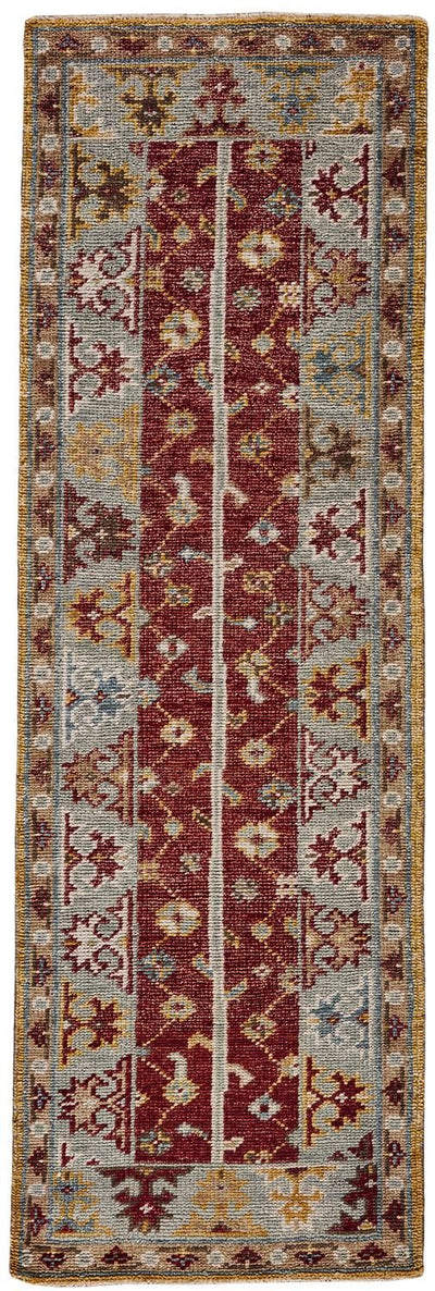 product image for Bashyr Hand Knotted Red and Blue Rug by BD Fine Flatshot Image 1 95