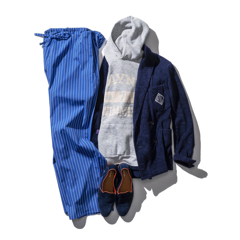 media image for Cotton Stripe Regular Pants Blue 1 27