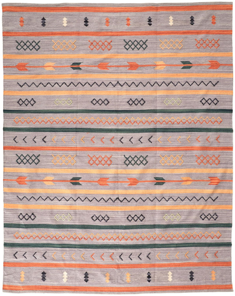 media image for Amara Flatweave Gray and Orange Rug by BD Fine Flatshot Image 1 218