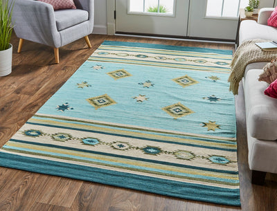 product image for Amara Flatweave Blue and Yellow Rug by BD Fine Roomscene Image 1 69