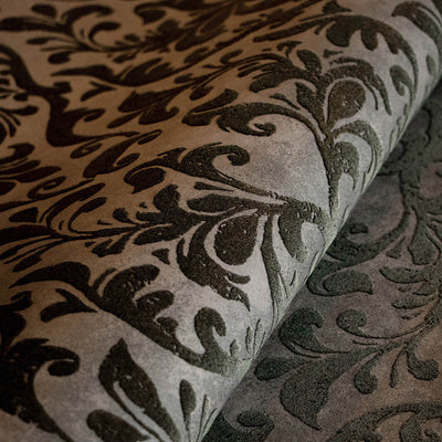 product image for Mayfair Flock Wallpaper in Dark Brown 35