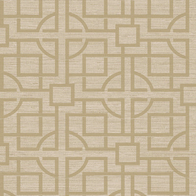 product image of Geo Faux Grasscloth Asian-Inspired Wallpaper in Gold 551