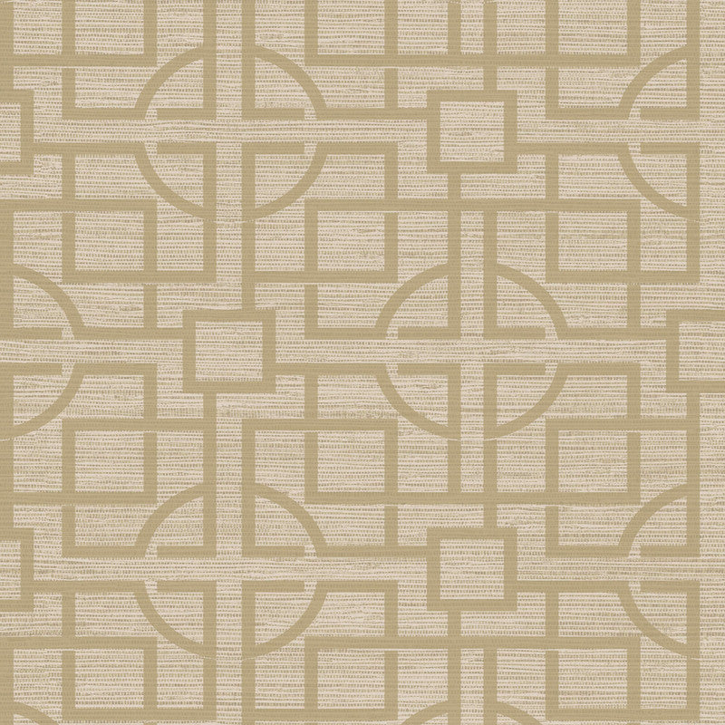 media image for Geo Faux Grasscloth Asian-Inspired Wallpaper in Gold 239