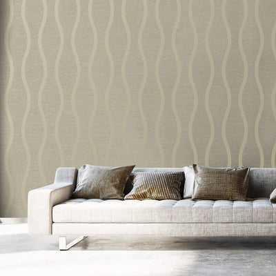 product image for Beaded Wavy Stripe Wallpaper in Champagne 32