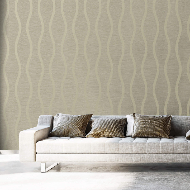 media image for Beaded Wavy Stripe Wallpaper in Champagne 216